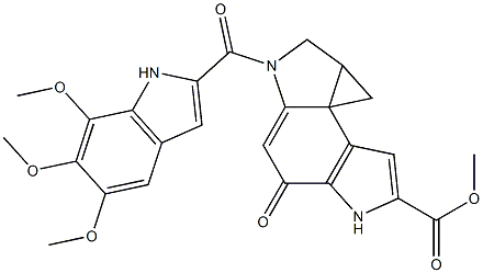 1,2,4,5,8,8a-Hexahydro-2-[(5,6,7-trimethoxy-1H-indol-2-yl)carbonyl]-4-oxocyclopropa[c]pyrrolo[3,2-e]indole-6-carboxylic acid methyl ester Struktur