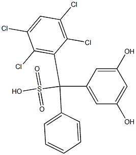 (2,3,5,6-Tetrachlorophenyl)(3,5-dihydroxyphenyl)phenylmethanesulfonic acid Struktur