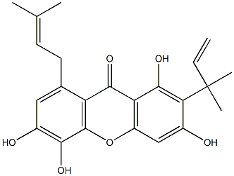 1,3,5,6-Tetrahydroxy-8-(3-methyl-2-butenyl)-2-(1,1-dimethyl-2-propenyl)xanthone Struktur