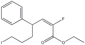 (E)-2-Fluoro-4-phenyl-7-iodo-2-heptenoic acid ethyl ester Struktur