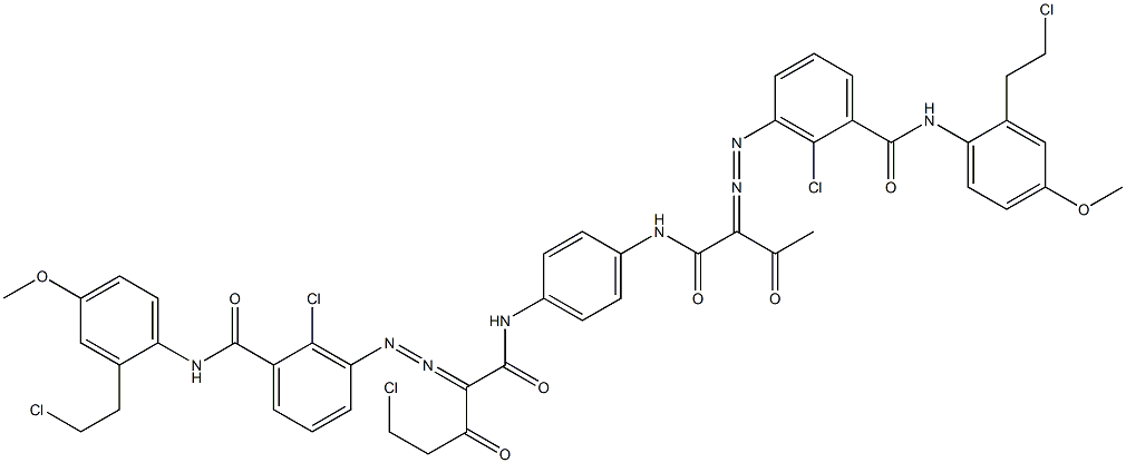 3,3'-[2-(Chloromethyl)-1,4-phenylenebis[iminocarbonyl(acetylmethylene)azo]]bis[N-[2-(2-chloroethyl)-4-methoxyphenyl]-2-chlorobenzamide] Struktur