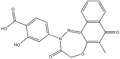 6-Methyl-2,4-dihydro-2-(4-carboxy-3-hydroxyphenyl)naphth[2,1-b][1,4,5]oxadiazepine-3,7-dione Struktur