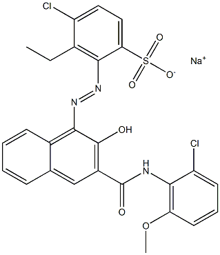 4-Chloro-3-ethyl-2-[[3-[[(2-chloro-6-methoxyphenyl)amino]carbonyl]-2-hydroxy-1-naphtyl]azo]benzenesulfonic acid sodium salt Struktur