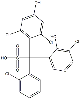 (2-Chlorophenyl)(3-chloro-2-hydroxyphenyl)(2,6-dichloro-4-hydroxyphenyl)methanesulfonic acid Struktur