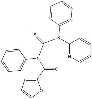 3,3-Di(2-pyridyl)-1-(2-furylcarbonyl)-1-phenylthiourea Struktur