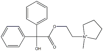 1-[2-[(Hydroxydiphenylacetyl)oxy]ethyl]-1-methylpyrrolidinium Struktur