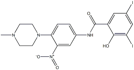 2-Hydroxy-3,5-diiodo-N-[4-(4-methylpiperazin-1-yl)-3-nitrophenyl]benzamide Struktur