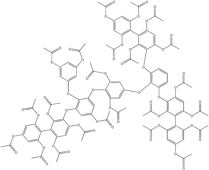 1,3-Bis[(2,2',4,4',6,6'-hexaacetoxy-1,1'-biphenyl-3-yl)oxy]-2-[4-[3-[(2,2',4,4',6,6'-hexaacetoxy-1,1'-biphenyl-3-yl)oxy]-2-(3,5-diacetoxyphenoxy)-5-acetoxyphenoxy]-3,5-diacetoxyphenoxy]benzene Struktur