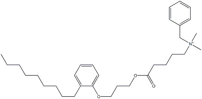 N,N-Dimethyl-N-benzyl-N-[4-[[3-(2-nonylphenyloxy)propyl]oxycarbonyl]butyl]aminium Struktur