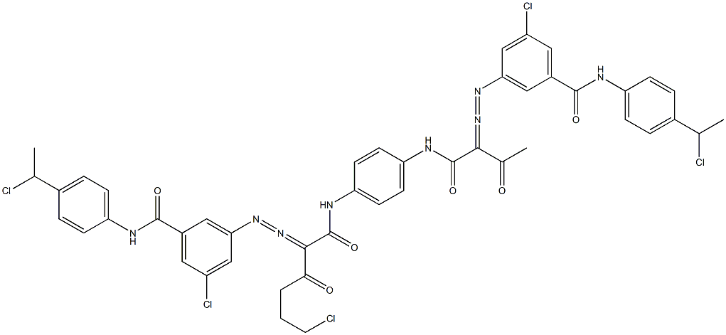 3,3'-[2-(2-Chloroethyl)-1,4-phenylenebis[iminocarbonyl(acetylmethylene)azo]]bis[N-[4-(1-chloroethyl)phenyl]-5-chlorobenzamide] Struktur