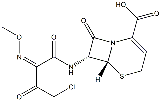 (6R,7R)-7-[(Z)-4-Chloro-2-methoxyimino-3-oxobutyrylamino]-8-oxo-5-thia-1-azabicyclo[4.2.0]oct-2-ene-2-carboxylic acid Struktur