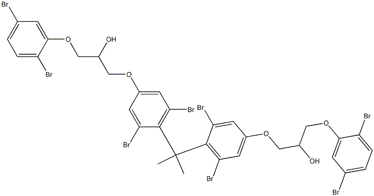 2,2-Bis[2,6-dibromo-4-[2-hydroxy-3-(2,5-dibromophenoxy)propyloxy]phenyl]propane Struktur