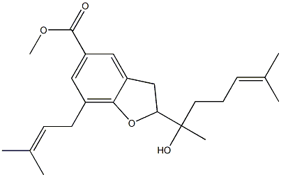 2-(1-Hydroxy-1,5-dimethyl-4-hexenyl)-7-(3-methyl-2-butenyl)-2,3-dihydrobenzofuran-5-carboxylic acid methyl ester Struktur