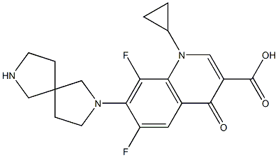 1-Cyclopropyl-1,4-dihydro-6,8-difluoro-7-(2,7-diazaspiro[4.4]nonan-2-yl)-4-oxoquinoline-3-carboxylic acid Struktur