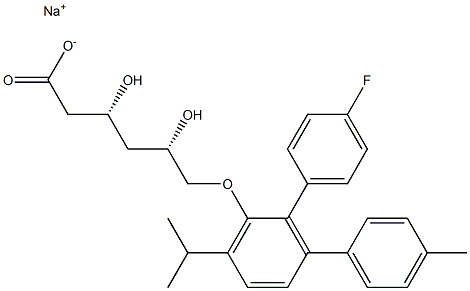 (3R,5S)-3,5-Dihydroxy-6-[2-(4-fluorophenyl)-6-isopropyl-3-(4-methylphenyl)phenoxy]hexanoic acid sodium salt Struktur