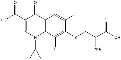 7-(2-Carboxy-2-aminoethyl)thio-1-cyclopropyl-6,8-difluoro-1,4-dihydro-4-oxoquinoline-3-carboxylic acid Struktur