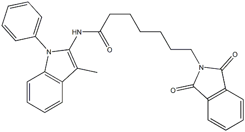 N-(1-Phenyl-3-methyl-1H-indol-2-yl)-7-(1,3-dioxoisoindolin-2-yl)heptanamide Struktur