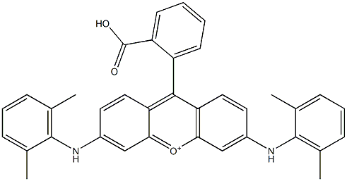 9-(2-Carboxyphenyl)-3,6-bis[(2,6-dimethylphenyl)amino]xanthylium Struktur