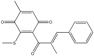 2-[(E)-3-Phenyl-2-methylpropenoyl]-5-methyl-3-methylthio-1,4-benzoquinone Struktur