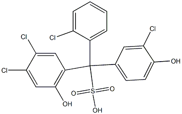 (2-Chlorophenyl)(3-chloro-4-hydroxyphenyl)(3,4-dichloro-6-hydroxyphenyl)methanesulfonic acid Struktur