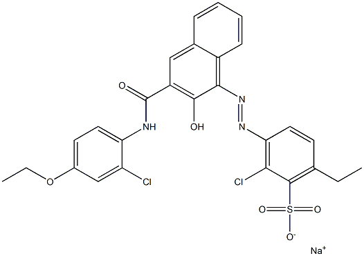 2-Chloro-6-ethyl-3-[[3-[[(2-chloro-4-ethoxyphenyl)amino]carbonyl]-2-hydroxy-1-naphtyl]azo]benzenesulfonic acid sodium salt Struktur