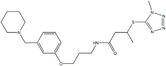 N-[3-[3-[Piperidinomethyl]phenoxy]propyl]-3-[(1-methyl-1H-tetrazol-5-yl)thio]butyramide Struktur