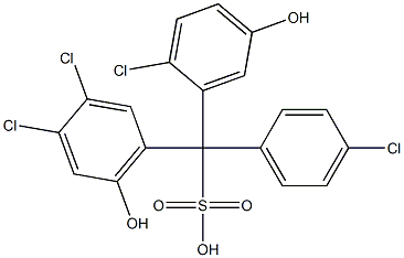 (4-Chlorophenyl)(2-chloro-5-hydroxyphenyl)(3,4-dichloro-6-hydroxyphenyl)methanesulfonic acid Struktur