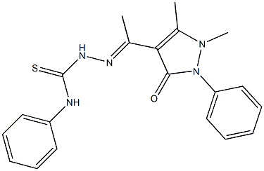 1,5-Dimethyl-2-phenyl-4-[1-[2-[[phenylamino]thiocarbonyl]hydrazono]ethyl]-1H-pyrazole-3(2H)-one Struktur