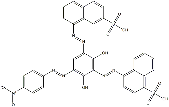 4-[[2,6-Dihydroxy-3-[(4-nitrophenyl)azo]-5-[(7-sulfo-1-naphthalenyl)azo]phenyl]azo]-1-naphthalenesulfonic acid Struktur