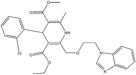 4-(2-Chlorophenyl)-1,4-dihydro-2-[2-(1H-benzimidazol-1-yl)ethoxymethyl]-6-methylpyridine-3,5-dicarboxylic acid 3-ethyl 5-methyl ester Struktur