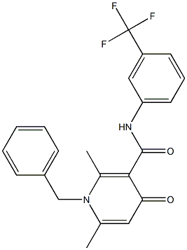 1-Benzyl-1,4-dihydro-2,6-dimethyl-N-(3-trifluoromethylphenyl)-4-oxopyridine-3-carboxamide Struktur