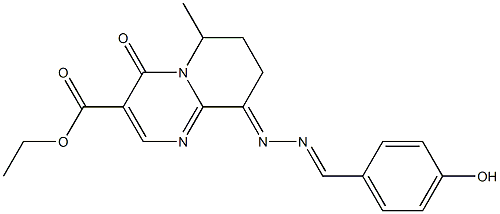 9-[2-(4-Hydroxybenzylidene)hydrazono]-6-methyl-6,7,8,9-tetrahydro-4-oxo-4H-pyrido[1,2-a]pyrimidine-3-carboxylic acid ethyl ester Struktur