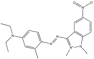 3-[4-(Diethylamino)-2-methylphenylazo]-1,2-dimethyl-5-nitro-1H-indazol-2-ium Struktur