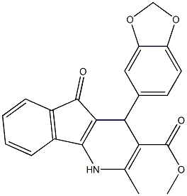 4,5-Dihydro-2-methyl-4-(3,4-methylenedioxyphenyl)-5-oxo-1H-indeno[1,2-b]pyridine-3-carboxylic acid methyl ester Struktur