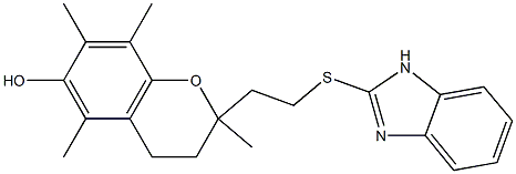 2,5,7,8-Tetramethyl-2-[2-[(1H-benzimidazol-2-yl)thio]ethyl]chroman-6-ol Struktur