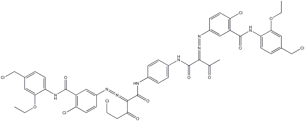 3,3'-[2-(Chloromethyl)-1,4-phenylenebis[iminocarbonyl(acetylmethylene)azo]]bis[N-[4-(chloromethyl)-2-ethoxyphenyl]-6-chlorobenzamide] Struktur