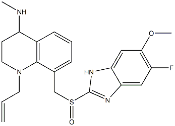 1,2,3,4-Tetrahydro-1-(2-propenyl)-4-methylamino-8-(5-fluoro-6-methoxy-1H-benzimidazol-2-ylsulfinylmethyl)quinoline Struktur