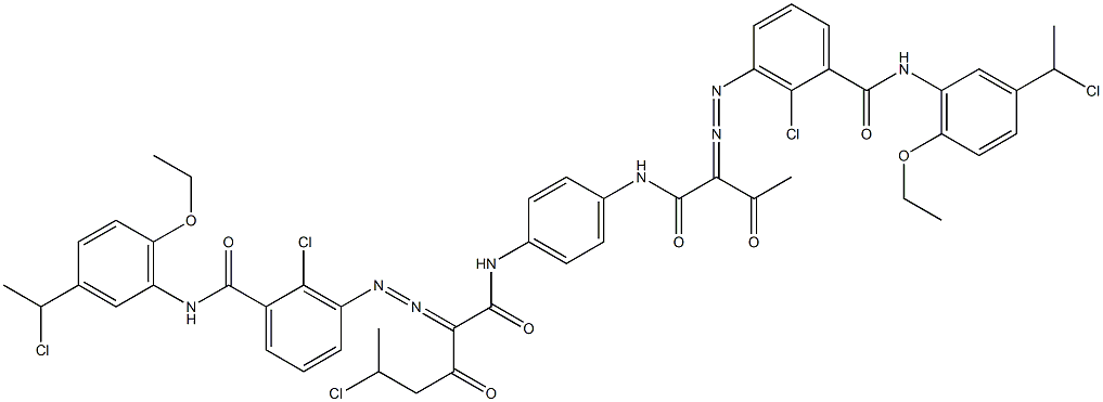 3,3'-[2-(1-Chloroethyl)-1,4-phenylenebis[iminocarbonyl(acetylmethylene)azo]]bis[N-[3-(1-chloroethyl)-6-ethoxyphenyl]-2-chlorobenzamide] Struktur