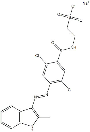 2-[2,5-Dichloro-4-(2-methyl-1H-indol-3-ylazo)phenylsulfinylamino]ethanesulfonic acid sodium salt Struktur