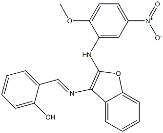 3-[(2-Hydroxybenzylidene)amino]-2-((2-methoxy-5-nitrophenyl)amino)benzofuran Struktur