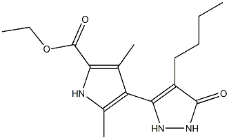 3,5-Dimethyl-4-(4-butyl-5-oxo-3-pyrazolin-3-yl)-1H-pyrrole-2-carboxylic acid ethyl ester Struktur