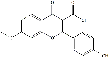 7-Methoxy-2-[4-hydroxyphenyl]-4-oxo-4H-1-benzopyran-3-carboxylic acid Struktur