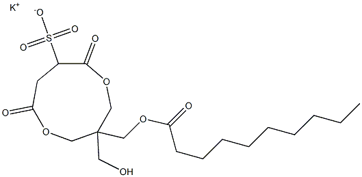 1-(Decanoyloxymethyl)-1-(hydroxymethyl)-4,7-dioxo-3,8-dioxacyclononane-6-sulfonic acid potassium salt Struktur