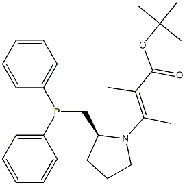 (E)-2-Methyl-3-[(2S)-2-[(diphenylphosphino)methyl]pyrrolidin-1-yl]-2-butenoic acid tert-butyl ester Struktur