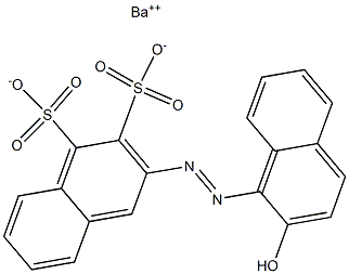 2-[(2-Hydroxy-1-naphtyl)azo]-3,4-naphthalenedisulfonic acid barium salt Struktur