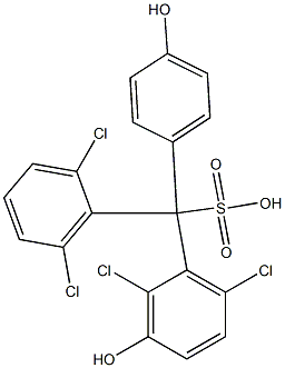 (2,6-Dichlorophenyl)(2,6-dichloro-3-hydroxyphenyl)(4-hydroxyphenyl)methanesulfonic acid Struktur