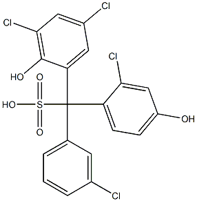 (3-Chlorophenyl)(2-chloro-4-hydroxyphenyl)(3,5-dichloro-2-hydroxyphenyl)methanesulfonic acid Struktur