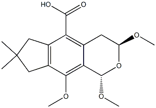 (1S,3S)-1,3,4,6,7,8-Hexahydro-1,3,9-trimethoxy-7,7-dimethylcyclopenta[g]-2-benzopyran-5-carboxylic acid Struktur