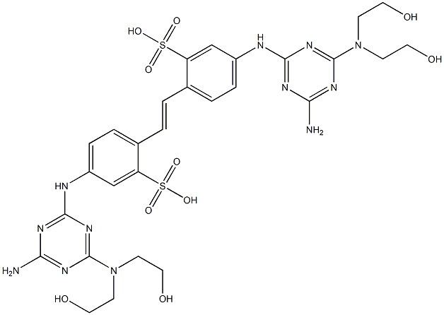 2,2'-(1,2-Ethenediyl)bis[5-[[4-amino-6-[bis(2-hydroxyethyl)amino]-1,3,5-triazin-2-yl]amino]benzenesulfonic acid] Struktur