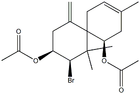 (5R,8R,9S)-5,9-Bis(acetyloxy)-8-bromo-3,7,7-trimethyl-11-methylenespiro[5.5]undec-2-ene Struktur